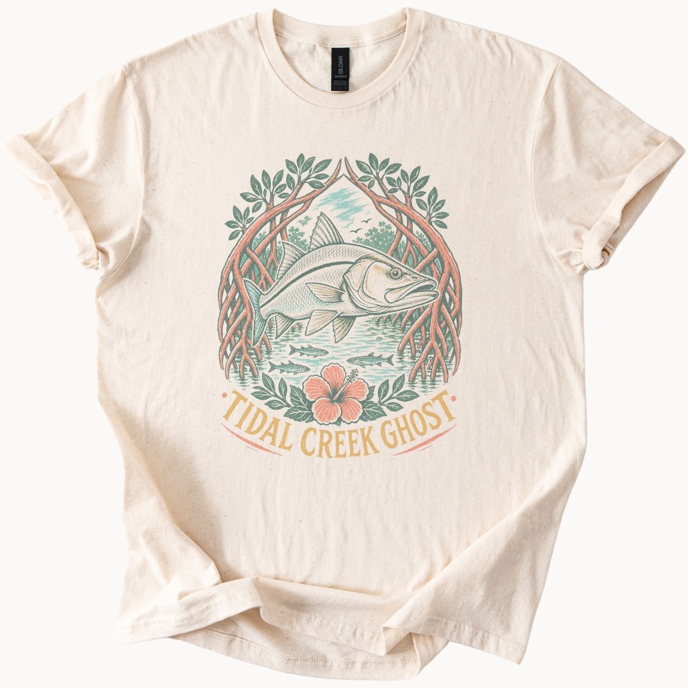 Tidal Creek Ghost Leafy Wreath Vintage Style Boho Tee